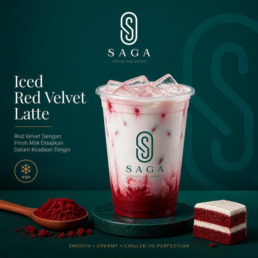 Iced Red Velvet Latte menu Saga Coffee House